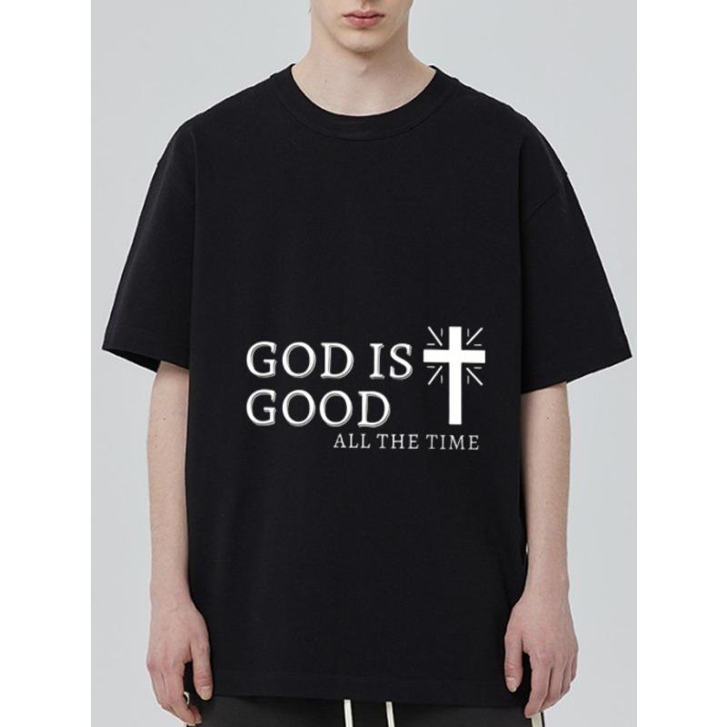 

Черная футболка Бог благ всегда с принтом креста, религиозная футболка-заявление для повседневной носки и выражения веры XXXXL чёрный