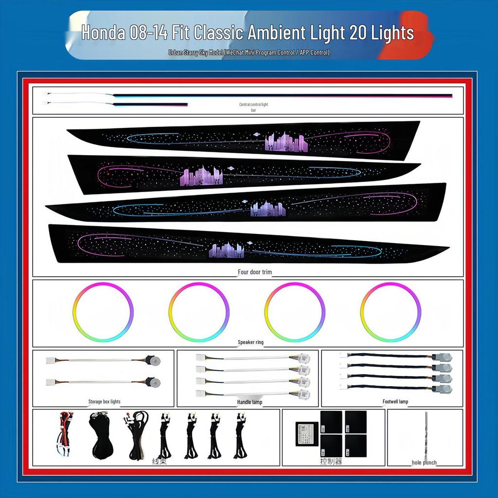 Honda Fit Interior Ambient Flowing Decorative Light Kit