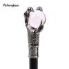 Drachenklaue-Griff, rosa Glaskugel, silberfarbener Gehstock, modischer dekorativer Gehstock, Cosplay-Gehstock, Knauf, Bischofsstab, 93 cm