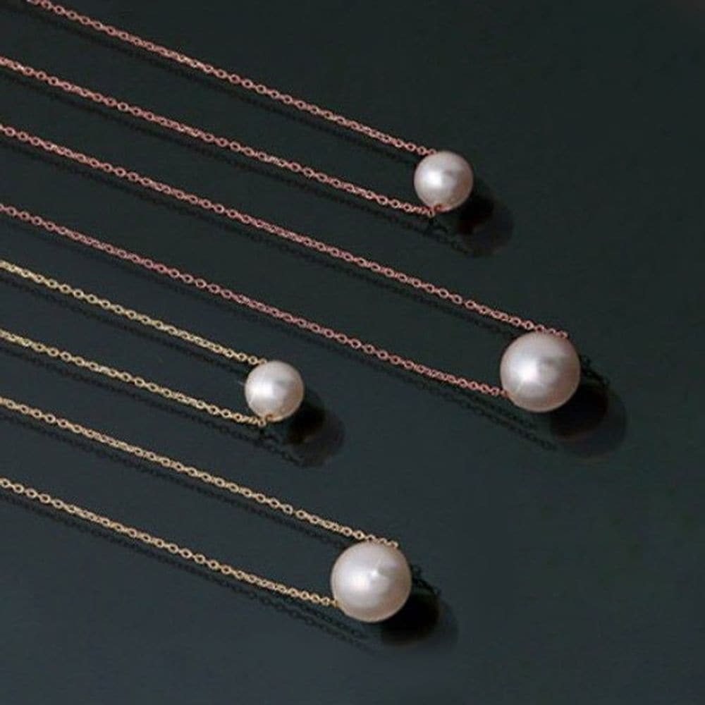 

Genuine 14K Crystal Pearl Necklace 45cm 8mm rose