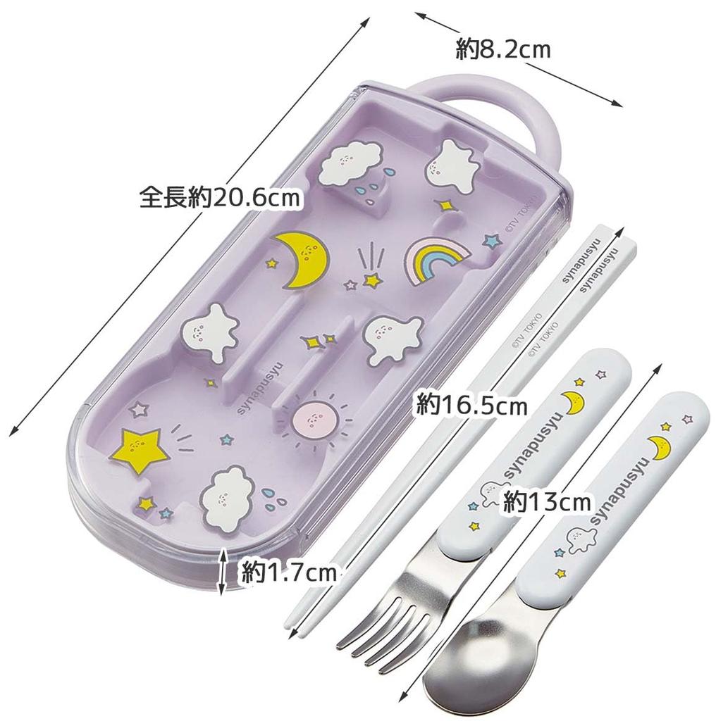 Skater Lunch Box Trio and Made In Shina TACC2AG Children's Set, Chopsticks, Spoon, Fork, Kids' Cutlery, Antibacterial, Easy-Open Slide-Open, Japan,