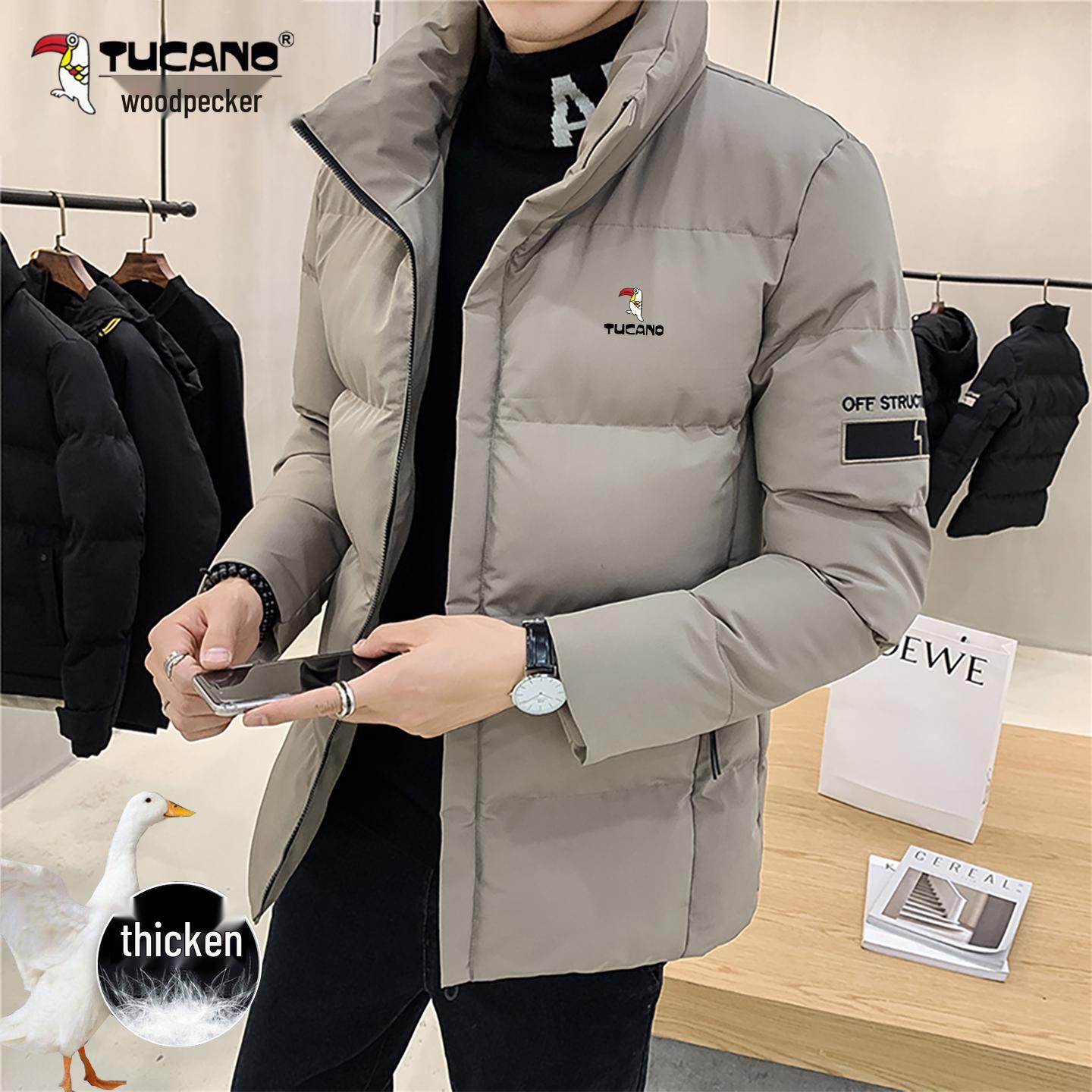 

Woodpecker Men s Winter Thickened Stand Collar Cotton Jacket 5XL 170–190 lbs