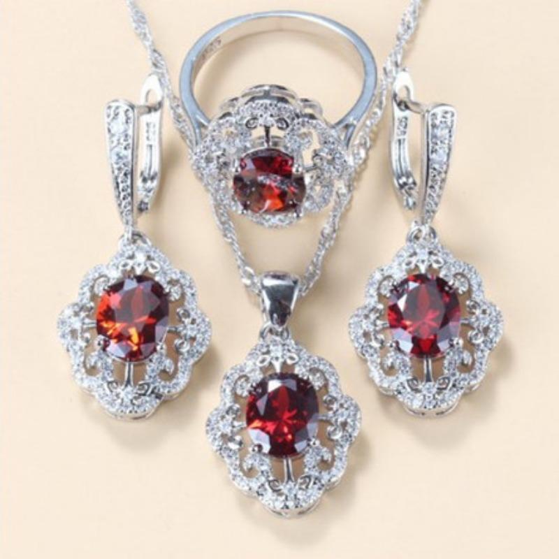 

Комплект украшений из драгоценных камней, подвеска, серьги, ожерелье, кольцо, женский комплект 10#