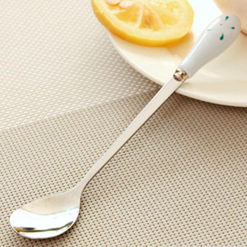 

Handle Ceramic Floral Stirring Spoon Tableware Stainless Steel Tableware Milk білий