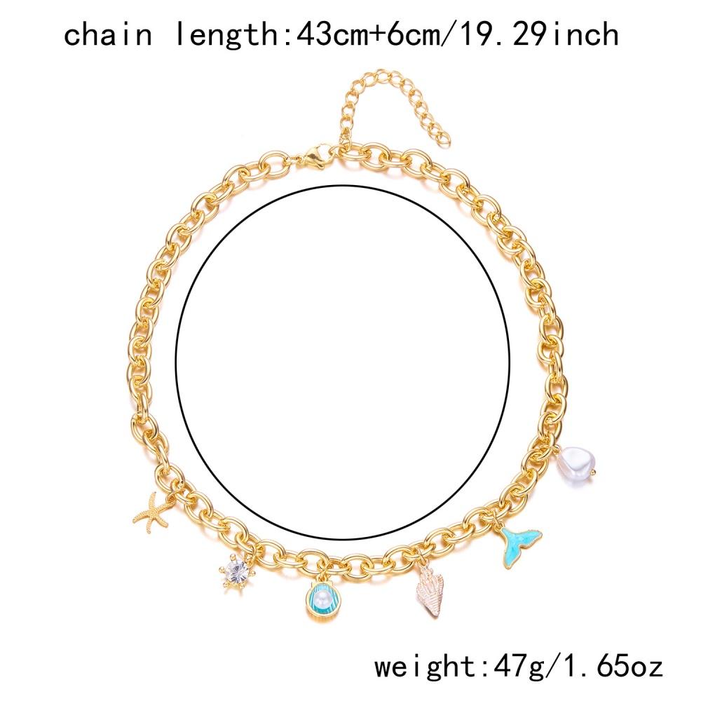 New Geometry Sea Star Conch Simulated-pearl Shell Tail Tassel Bracelet Necklace Women's Fashion Versatile Ocean Style Jewelry