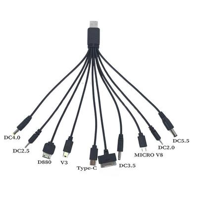 1Pcs 20Cm Usb Power Charging Cable Wire Cord For Phone Universal 10 In 1 Micro Usb Dc Mobile Phone Charger Adapter Plug