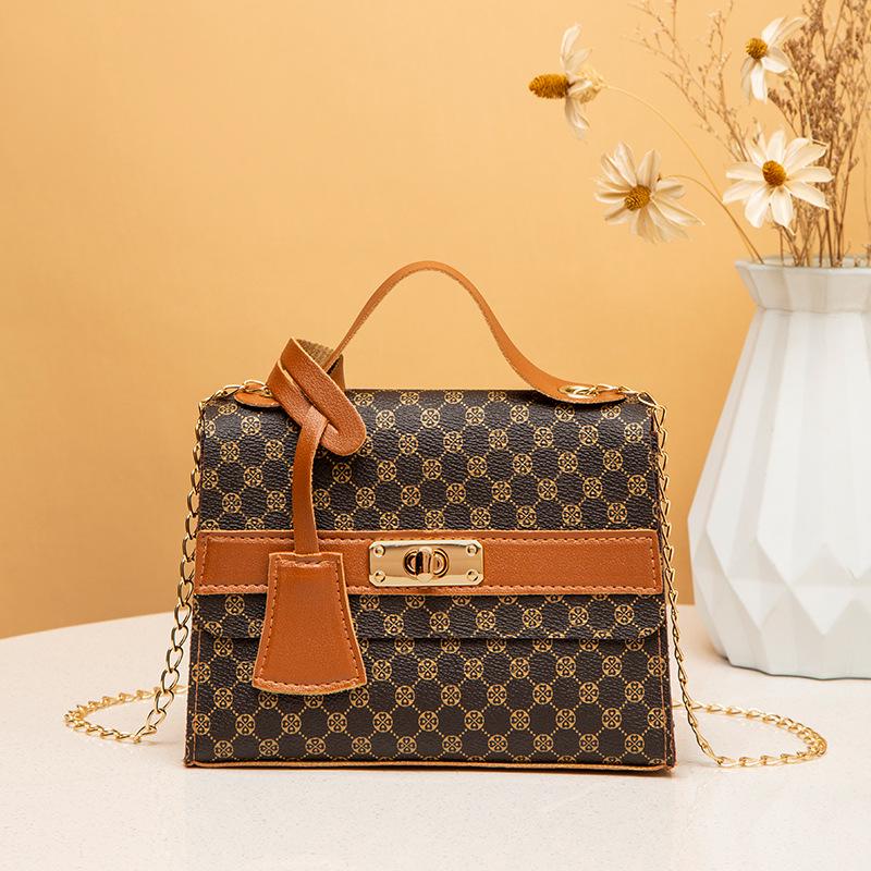 

Women s Handbag: 2022 Autumn/Winter Fashion - Printed Small Square Bag коричневий