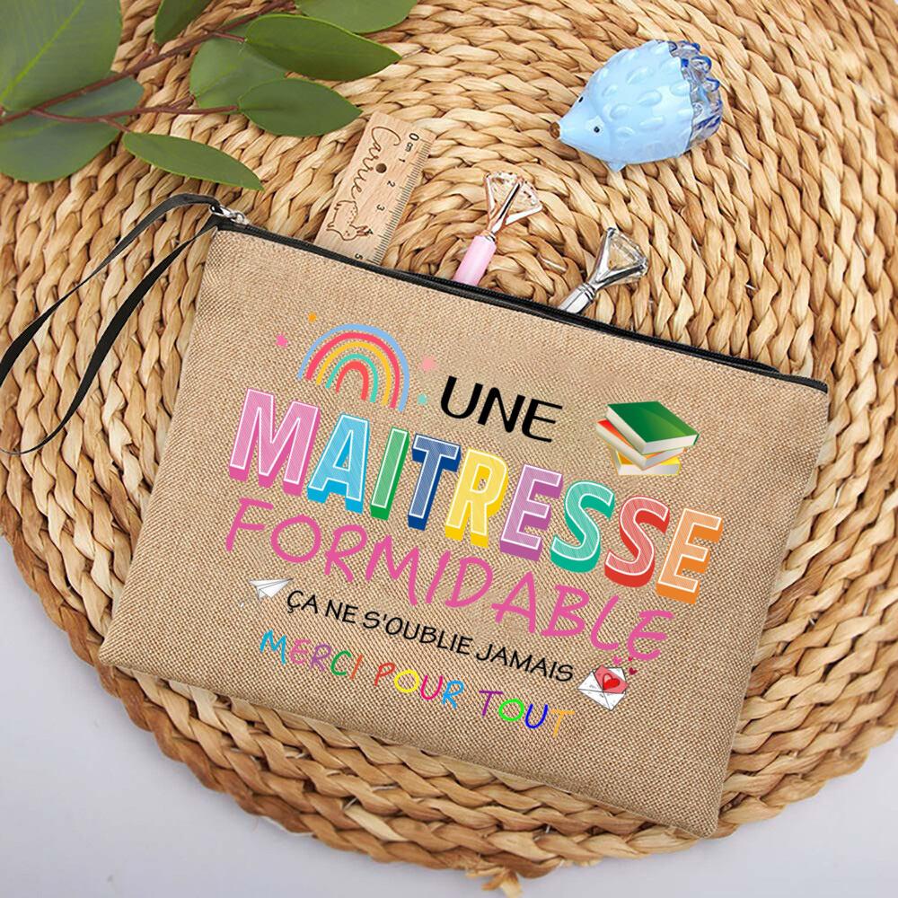 A Wonderful Teacher You Never Forget Thank You for Everything Printed Cosmetic Bag Women Travel Makeup Bags Gift for Teachers