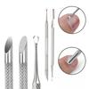 Double-Headed Stainless Steel Cuticle Remover Nail Pusher Exfoliating Prep Tool Clean Dead Skin Circle Bevel Shovel Manicure Pen