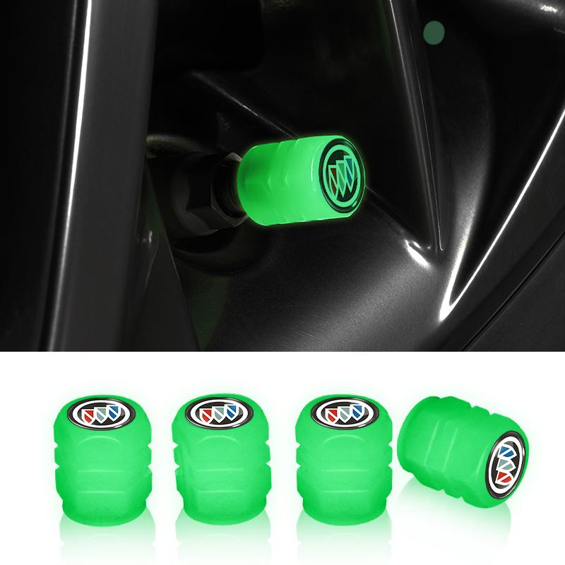 RFG3 4PCS Luminous Car Tire Valve Cap Fluorescent Night Glowing Decor For Buick Century Excelle XT Excelle GT Verano Encore enclave