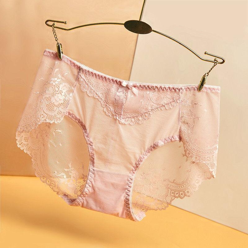 Plus Size Lace Panties High Waist Women Pants Sexy Hollow Lingerie Female Mesh Breathable Briefs