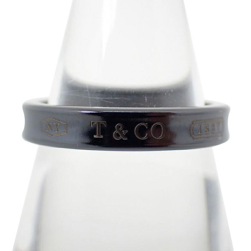 

Pre-owned Tiffany 1837 narrow titanium black ring, size 16, j41-4