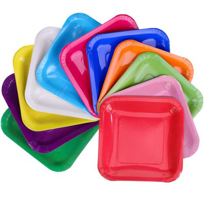 50 Pièces Assiettes Carrées en Papier Néon pour Bricolages d'Enfants Matériaux d'Artisanat Manuels DIY Intéressants pour Enfants