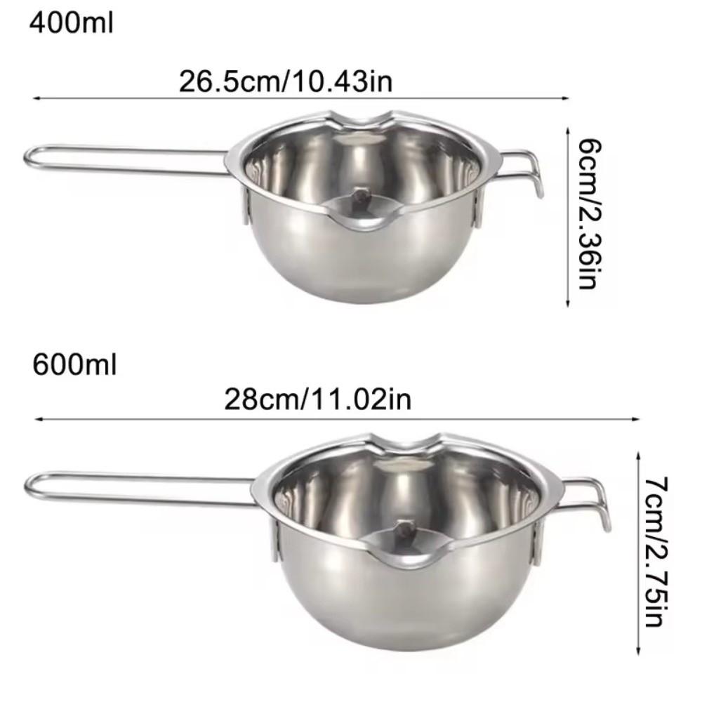 400/600ml Candle Wax Melting Boiler Pot Stainless Steel Melting Chocolate Candle Making Supplies Heat Resistant Handle Bowl