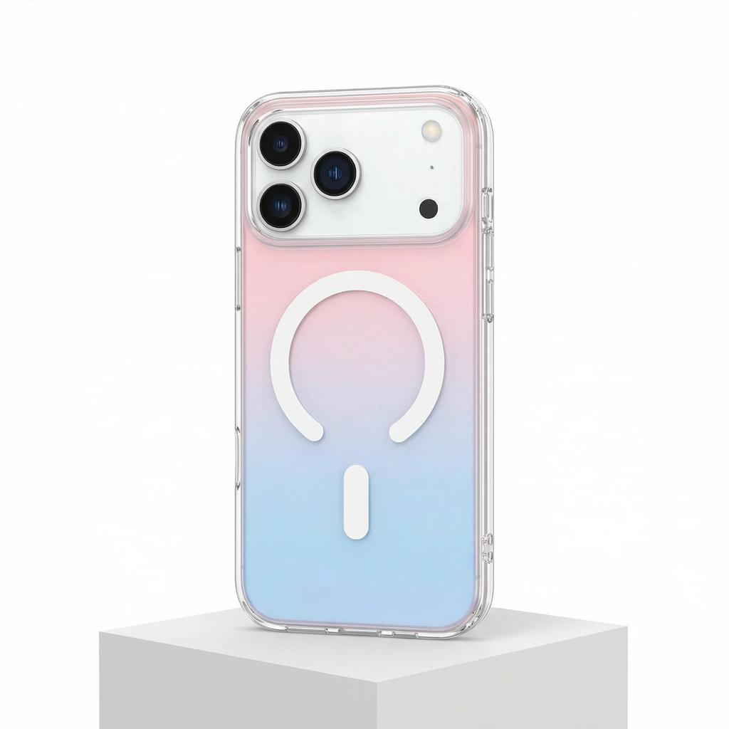 Applicable to iphone17 magnetic mobile phone case Apple 17promax laser gradual change 16pro chameleon skin feeling case