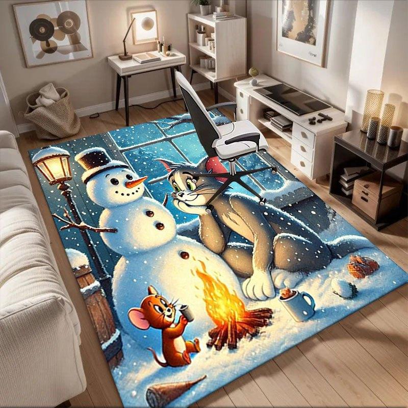 Tom & Jerry Pupazzo di Neve Invernale Stampa Artistica Poster Tappetino per Ufficio Decorazione per la Casa Regalo per Halloween e Natale LD155
