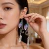 Moon And Star Quartz Crystal Butterfly Wing Hoop Earrings For Women With Silver Plating