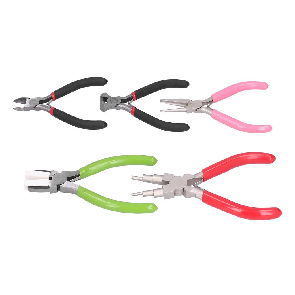 5Pcs Pliers Kit Diagonal Flat Nosed Bail Making Jewelry Pliers Hand Crimping Winding Tools Bail Making Pliers Jewelry Pliers Set