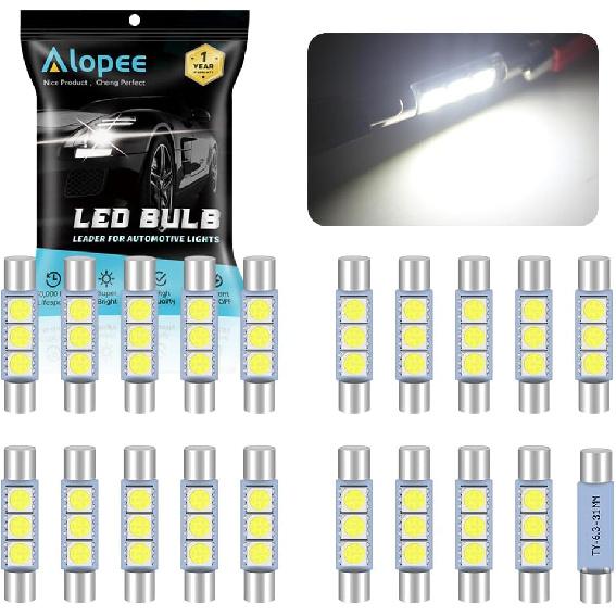 Alopee 4 Pack DE3022 Led Bulb 31mm Led Festoon Light DE3175 Warm White 6SMD 3020 Non-Polarity Canbus Error Free Dome Light for Car Map Door Trunk 6614F-31mm