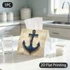 1pc Tissue Box, Nautical Vintage Anchor Coastal Charm Pattern, 2D Flat Printing, Multi-Purpose, Easy To Carry, Tissue Container, for Washrooms