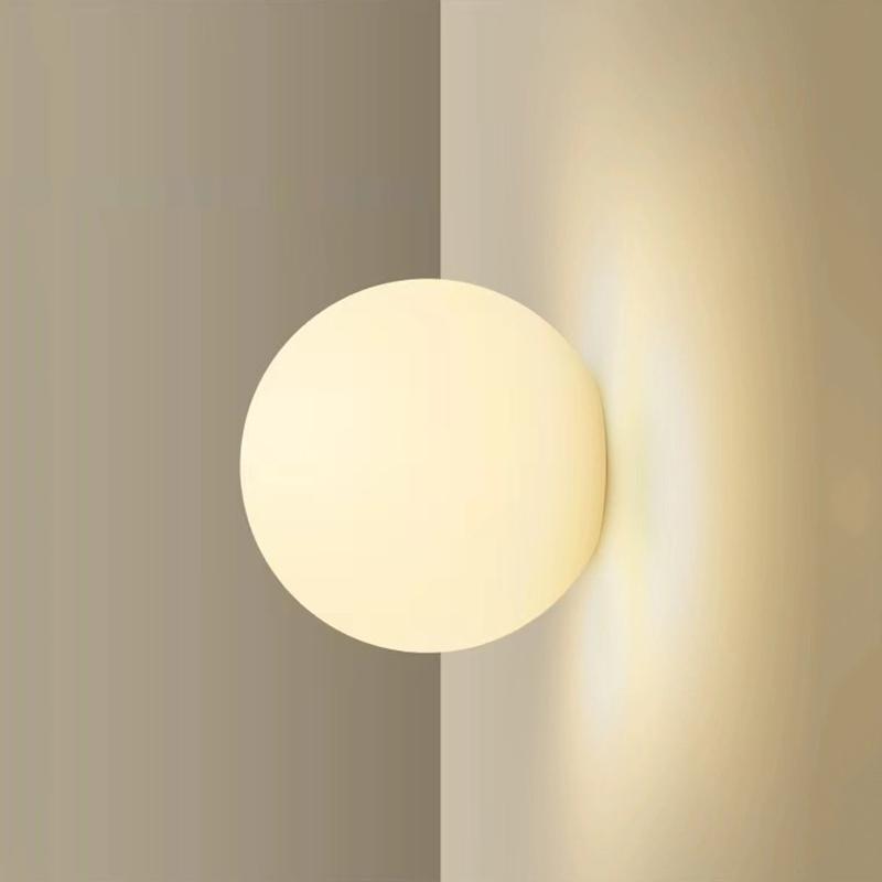 Neue Versteckte Basis Glaswandleuchten Französischer Bauhaus Milchig Weiß Runde Kugel Wandleuchte für Nachttisch Wohnzimmer Badezimmerspiegel Dekor