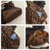 Fashion Leopard Print Large Capacity Tote Bag Casual Women's Shoulder Bag Simple Vintage Crossbody Bag Fashionable Leopard Pattern Zipper Shopping Bag