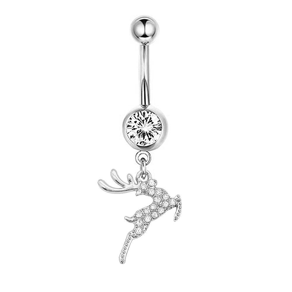 1Pcs Stainless Steel Long Navel Nail Butterfly Heart Five-pointed Star Pendant Navel Ring Piercing Jewelry