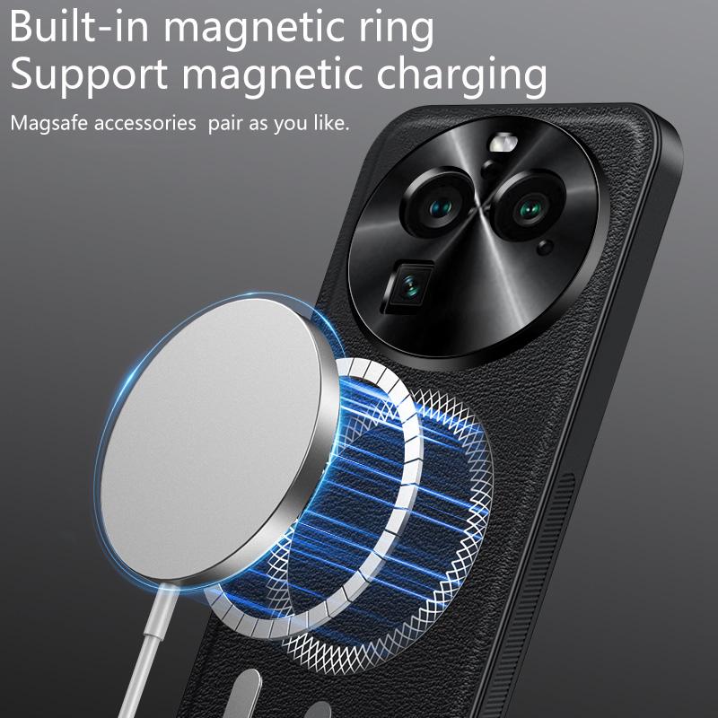 For Oppo Find X6 Case Magnetic Elegant Leather Wear-Resistant Lens Fully Covered Non-Slip Grip Edge Cover Shell
