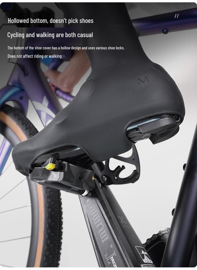 Non-Slip Windproof Waterproof Cycling Shoe Covers - Warm, Low Wind Resistance, Long Tube Silicone Design