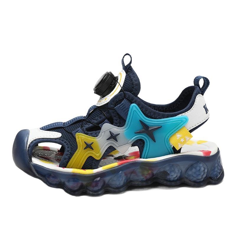 Children's sandals Boys Baotou sandals Girls' sports sandals Medium and older children's non-slip rotating button beach shoes