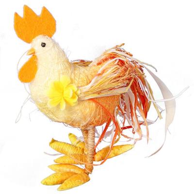 Orange Sisal Rooster - Decorative Figurine 18x24 Cm