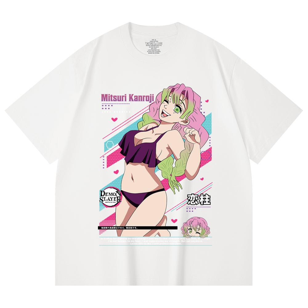 230 Gsm 100% Cotton Demon Slayer V52 Mitsuri Waifu Print Unisex Heavy Cotton T Shirt