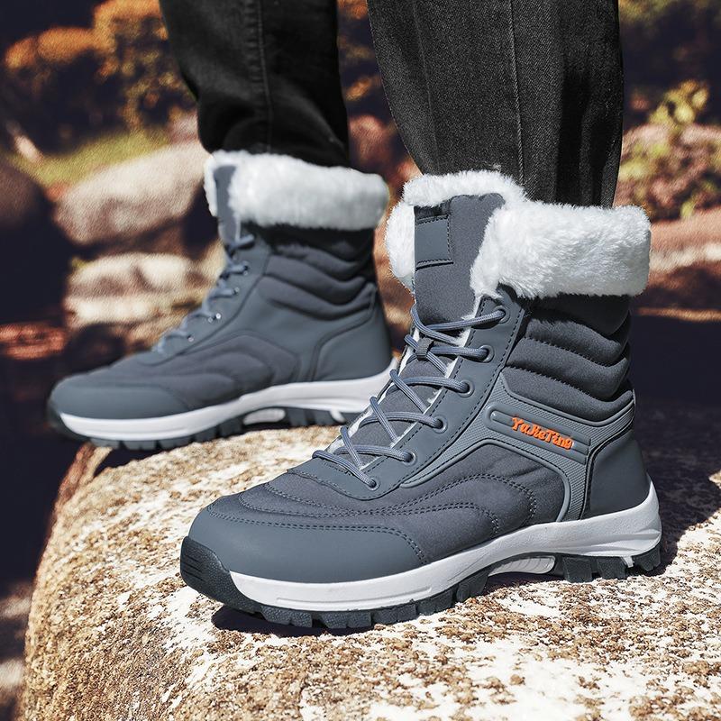 New Anti-splashing Snow Boots Men's and Women's Large-size Cotton Boots Winter Velvet Warm Cotton Shoes Outdoor Men's Shoes