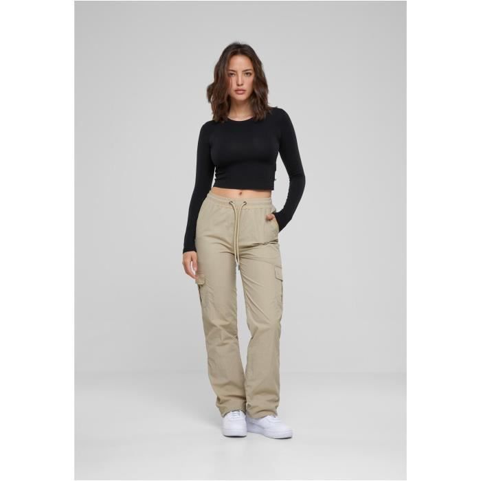Pantalon Cargo Femme - Urban Classics - Crème - Taille Standard - 100% Polyester - Confort Optimal