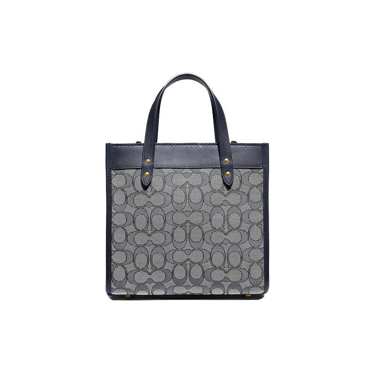 

Coach Field 22 Vertical Zipper Closure Jacquard With Leather Tote Bag Shopping Handbag Shoulder Crossbody Small Women tote Blue C3865-B4RH3 Basic Set (Bag+Dust Bag)