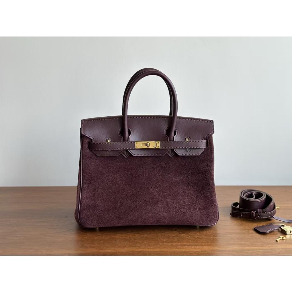 Platin Tasche Swift Leder und Wildleder 25/30CM Doppel-Schultergurt Damen-Tasche Einzel-Schulter Umhängetasche Vielseitig Mode Handtasche Tasche