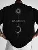 Unisex Oversized Balance Sonne Mond Print T-Shirt Mystisches Streetwear Tee Lässige Lockere Passform Oberteile SXXL