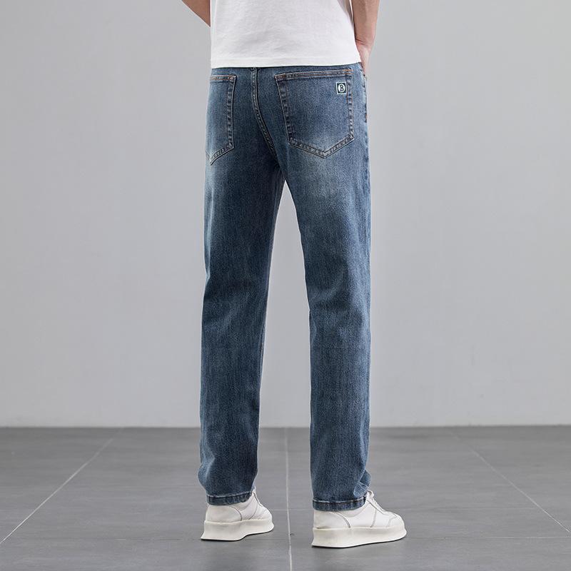 Spring New Elastic Fit Straight Jeans Men's Retro Men's Trousers