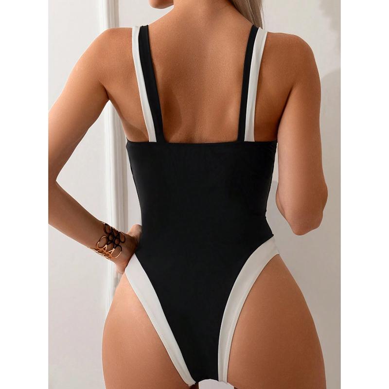 Badedrakt Dame Strandklær Hvit Svart Spleiset Ett Stykke Bodysuit Ryggløs Badetøy Kvinnelig Badebukse Ny Mote Bikinis