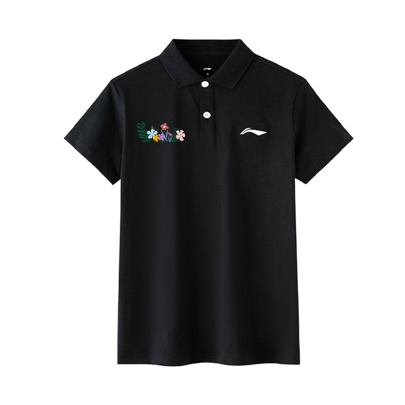 Polo à manches courtes LiNing personnalisable, confortable, d'extérieur, coupe ample, avec imprimé logo floral, polos unisexes APLT137-1(TEAM702-A7)