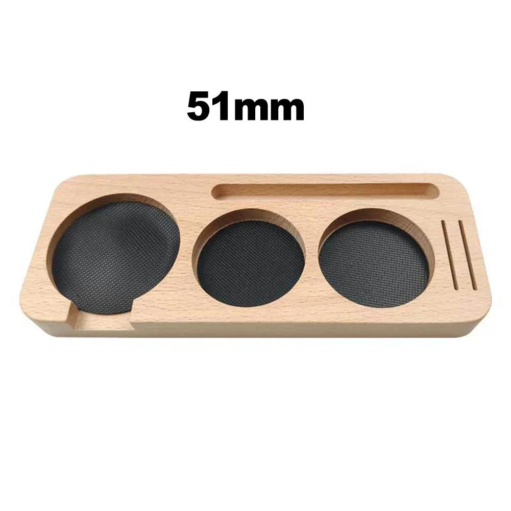 1 szt. 51-58 mm Kompaktowa mata do ubijania espresso - Drewniana stacja do ubijania kawy Drewniana podstawa do przechowywania Akcesoria do kawy