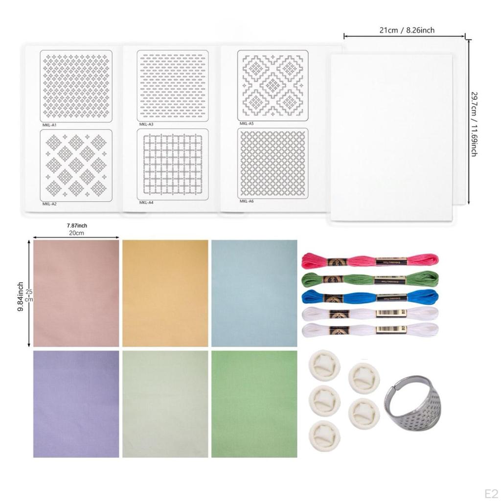 Sashiko DIY Kit Sewing Set Thread Xmas Tree Embroidery Water Soluble Template for Traditional