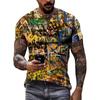 Summer 3D Printed Graffiti Men T-shirts Trend Fashion Casual Street Art Oversized T Shirt Hip Hop Harajuku O-neck Tees
