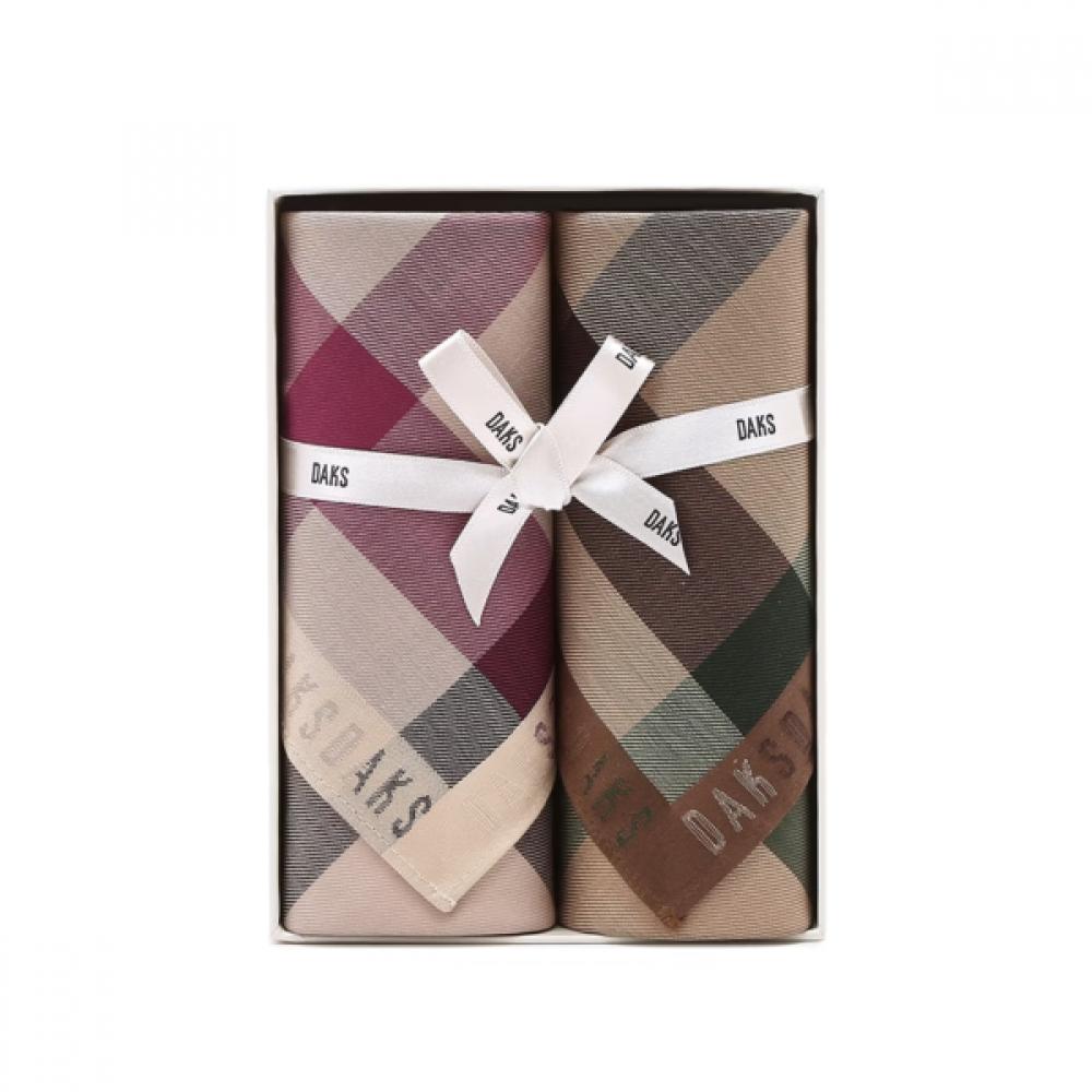 Daks Cotton Handkerchief Set Beige Check 2 Pcs Dcha6f080mu Single option