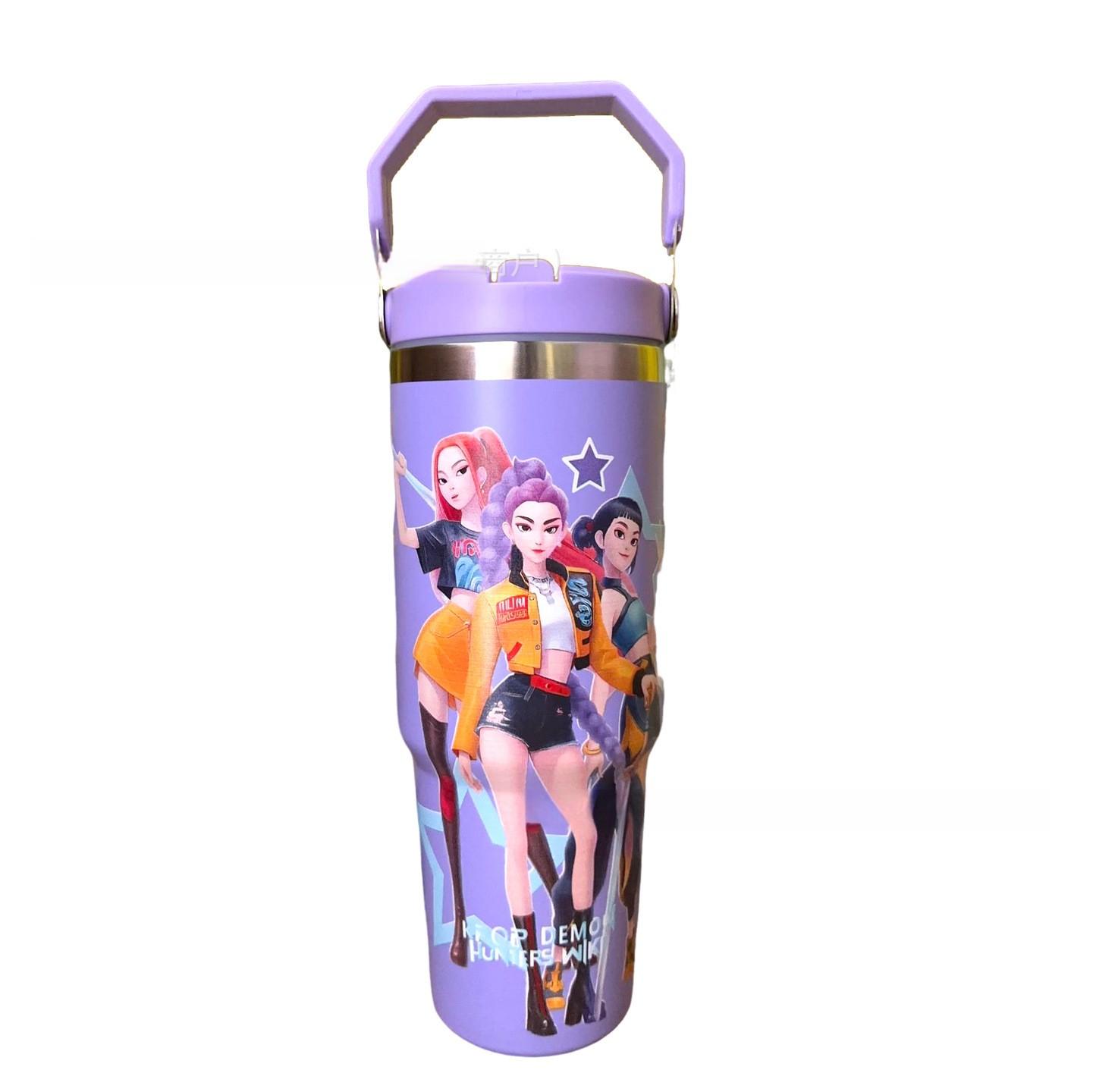 

Water Cup 30 Portable Car Cup Bingba Cup Vacuum Straw Cup 304 Stainless Steel Thermos Cup 900ml фиолетовый