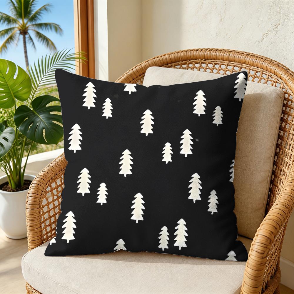 New Black White Geometric Design Pillow Case Double-Sided Plush Sofa Cushion Covers Organic Breathable Invisible Zipper