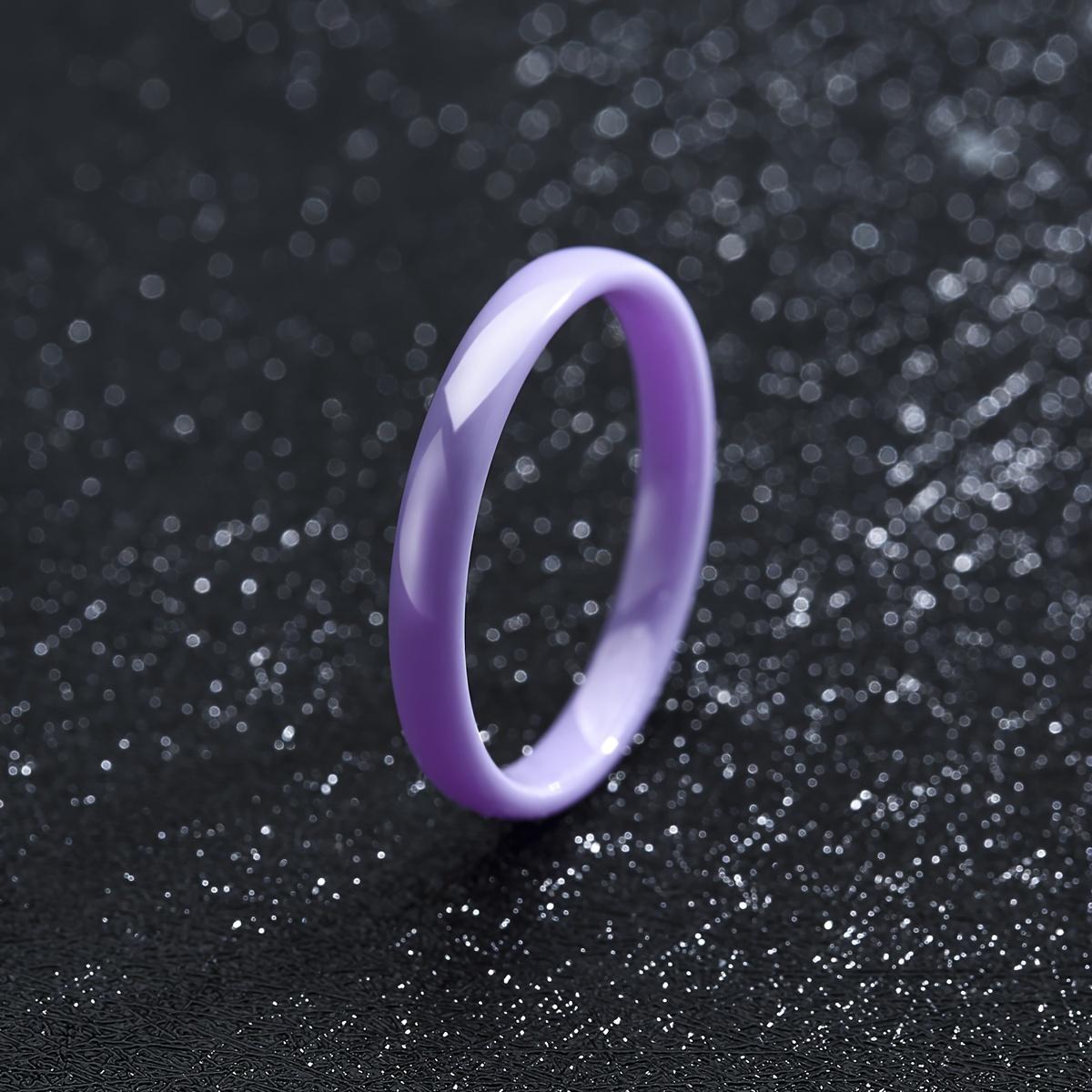 

3mm Thin Stackable Ceramic Ring Women Minimalist Plain Wedding Band Black White Pink Green Promise Pinky Ring Hypoallergenic 12 фіолетовий