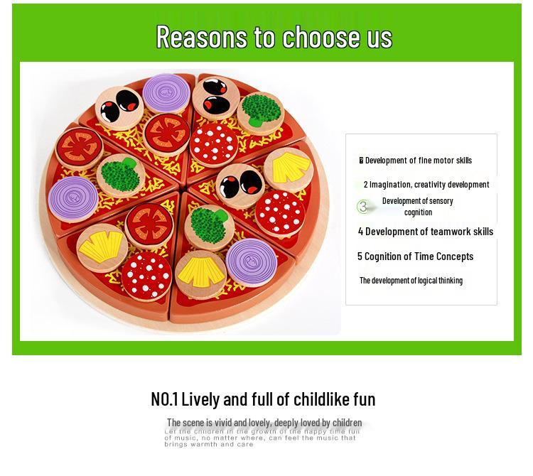Wooden Play Kitchen Set: Simulated Vegetables, Shiitake Mushrooms, and Pizza Cutting Toy