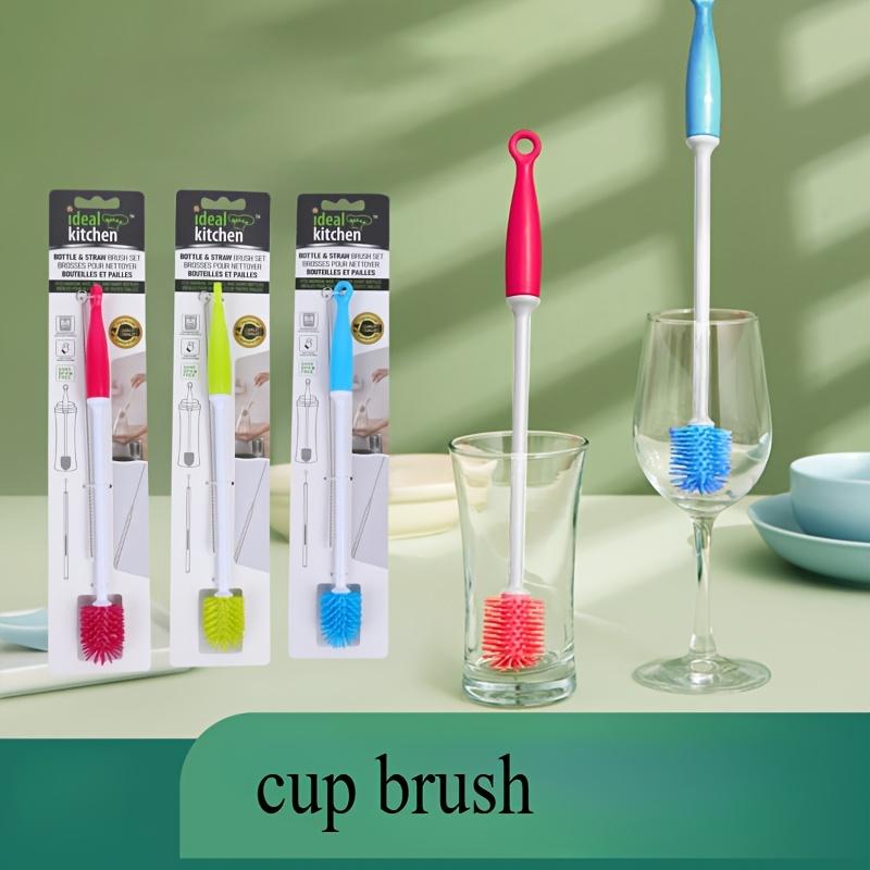 1pc 360-Degree Swivel Silicone Cleaning Brush | Dual-Length Handle with Ergonomic Grip - Multi-Surface Scrubber for Bottles/Cups