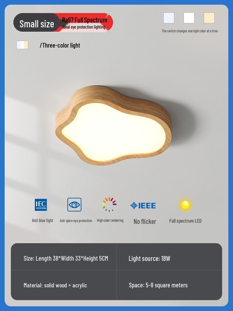 

Full Spectrum Solid Wood Cloud Ceiling Lamp - Japanese Retro Style for Living Room and Bedroom Three-Color Dimmable